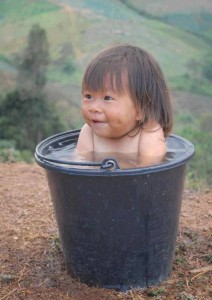 baby in bucket